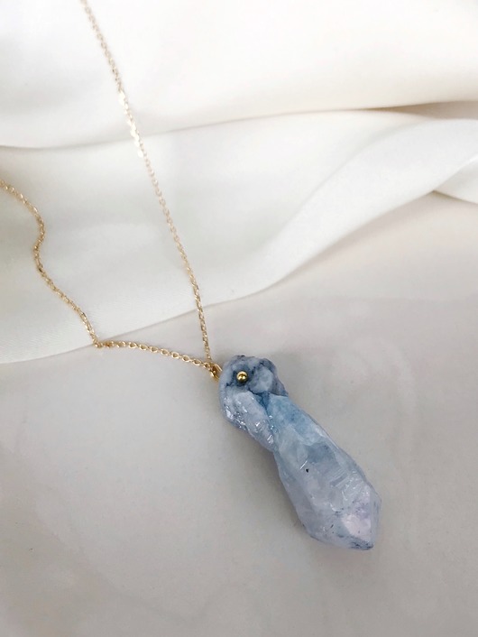 złote naszyjniki Naszyjnik - kwarc niebieski