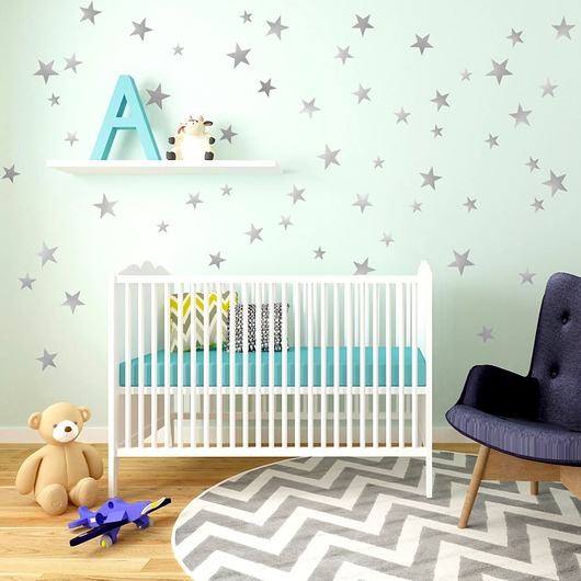 naklejki ścienne do pokoju dziecka Naklejki na ścianę Gwiazdki Srebrne Matowe