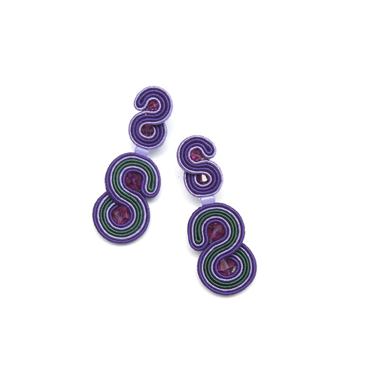 Kolczyki soutache - Fiolet Zieleń maanuela