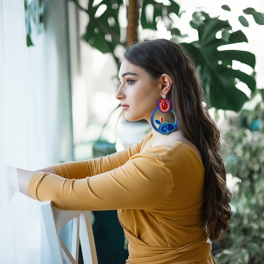 Gigi- duże i etniczne kolczyki soutache Mró Soutache