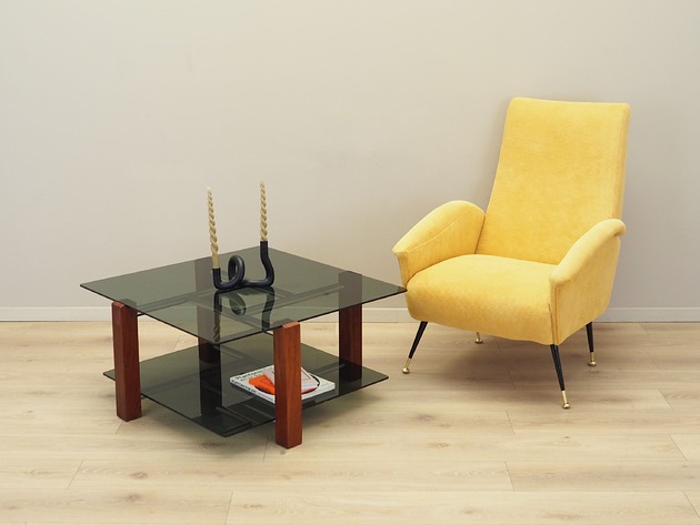 stoliki kawowe Stolik szklany, włoski design, lata 70, produkcja: Włochy