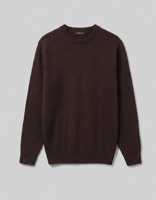 swetry męskie Sweter Staranzano o-neck brązowy