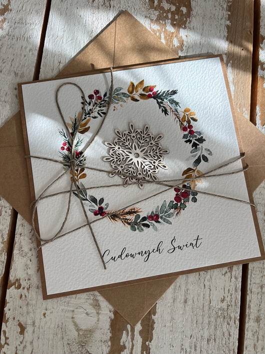 kartki świąteczne Wyjątkowa ręcznie robiona kartka świąteczna na Boże Narodzenie