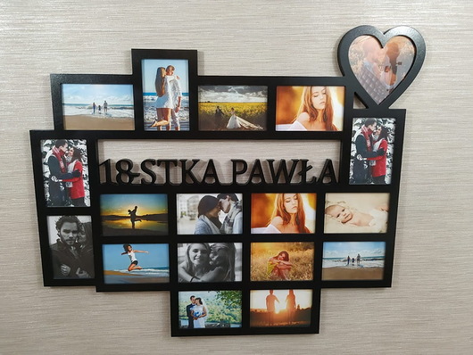ramki na zdjęcia Multirama ramka na zdjęcia 18-stka imię mdf 18 zdj serce