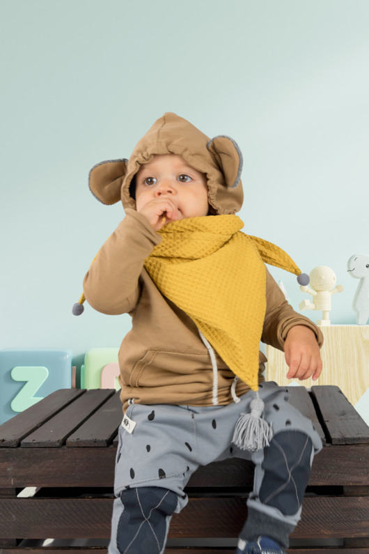 szaliki dziecięce Chusta WAFEL musztardowa