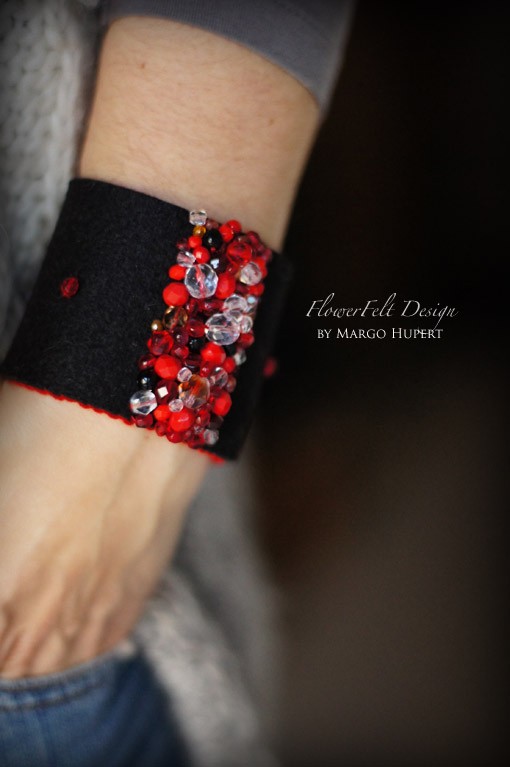 Red crystal bracelet FlowerFelt Design