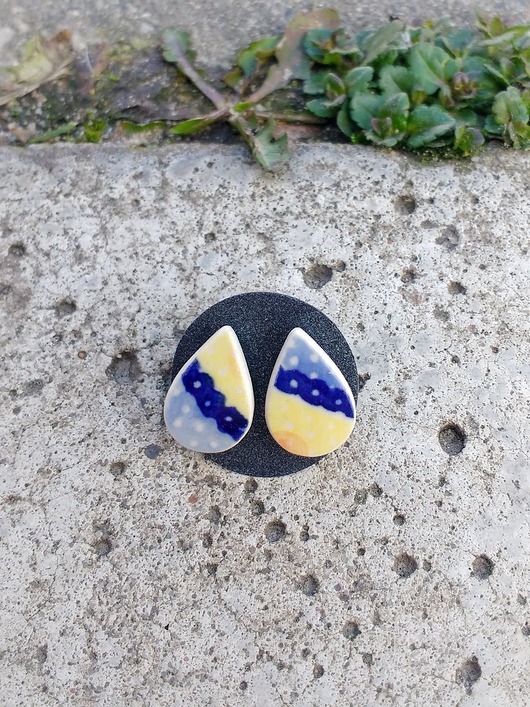 Kolczyki ceramiczne Bolesławiec biżuteria z talerzy