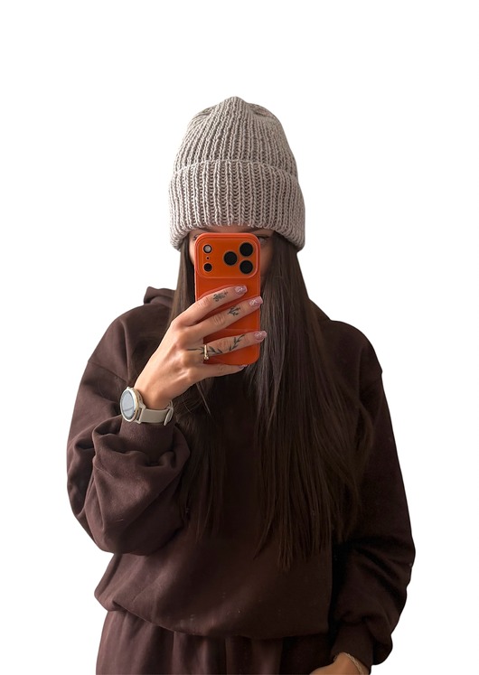czapki damskie Beżowa czapka 100% merino