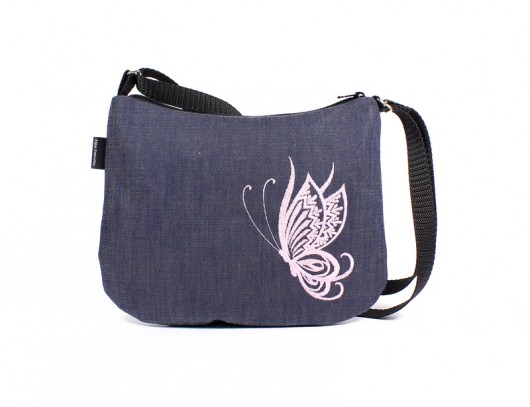 light pink butterfly on jeans RękaProduction