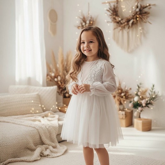 sukienki dla dziewczynki Sukienka Mirella beż i ecru z koronką