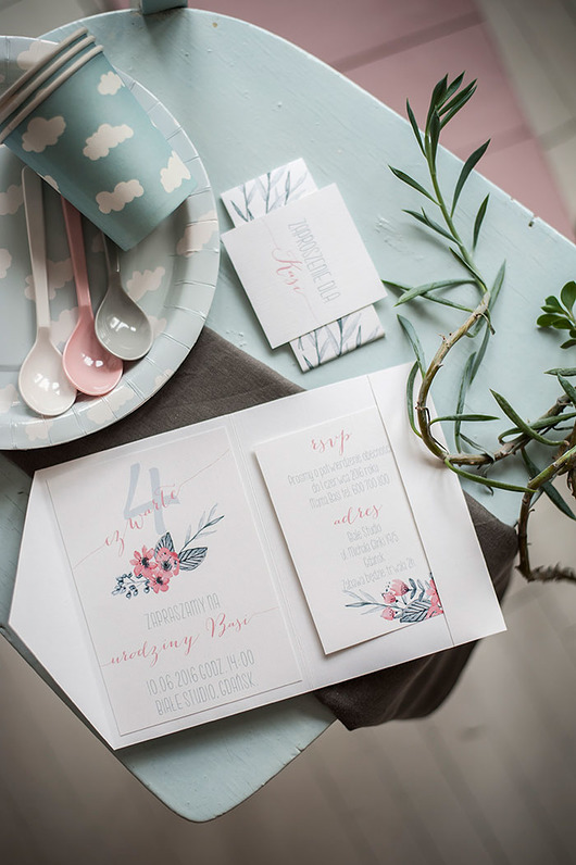 Zaproszenie na urodziny dzieci FLORAL 3 Papel