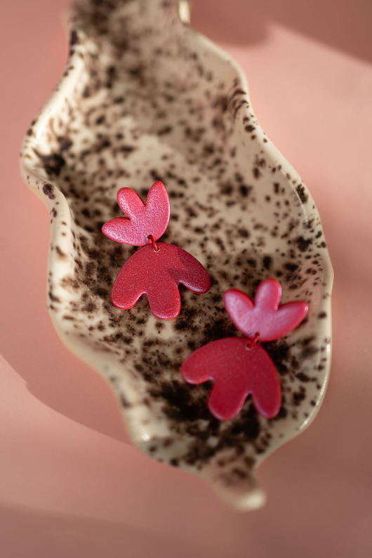 kolczyki z masy plastycznej Wiszące kolczyki TULIPANY