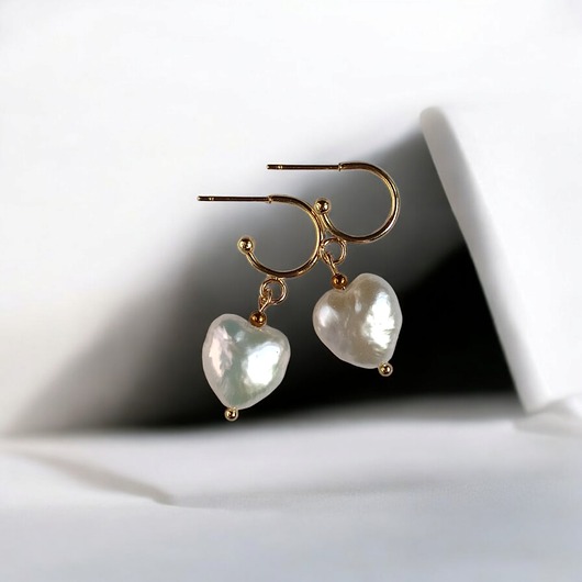 kolczyki z kamieniami Serce - perła : kolczyki : wyjątkowy prezent PREMIUM