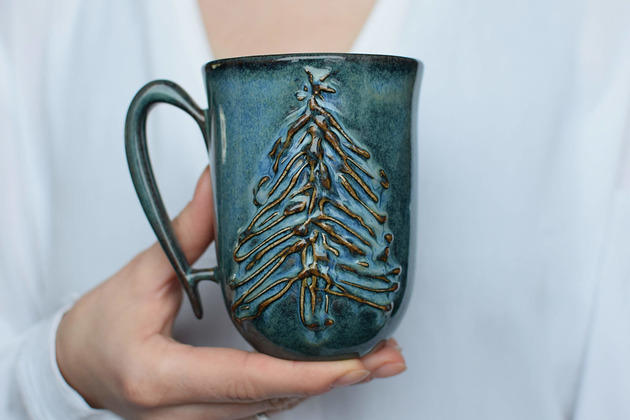 kubki Kubek z Choinką Ceramiczny Morski 325ml