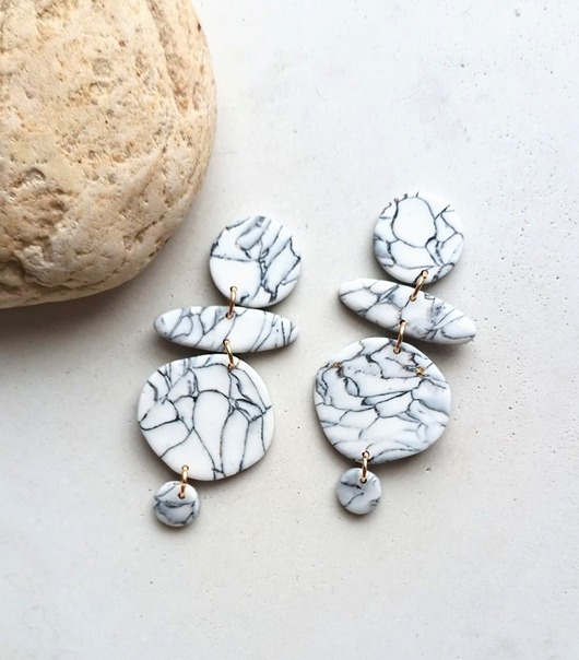 kolczyki White Marble Organic Hellaclay