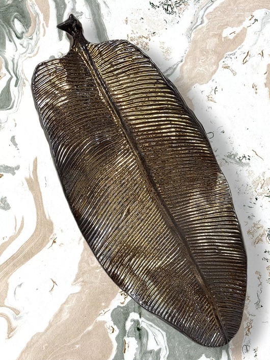 Ozdoby na ścianę Duży ceramiczny liść  45x17 cm