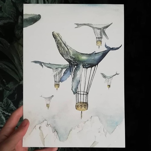 obrazy i plakaty do pokoju dziecięcego Humbaki  50x70cm