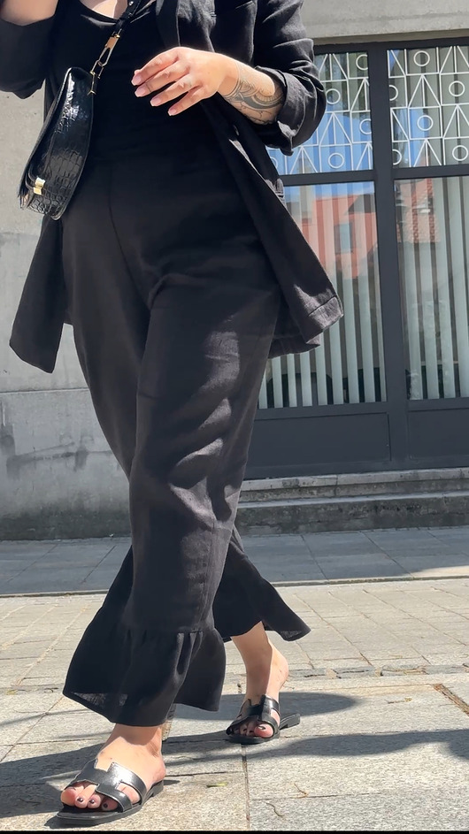 spodnie materiałowe damskie Lniane spodnie SUSU