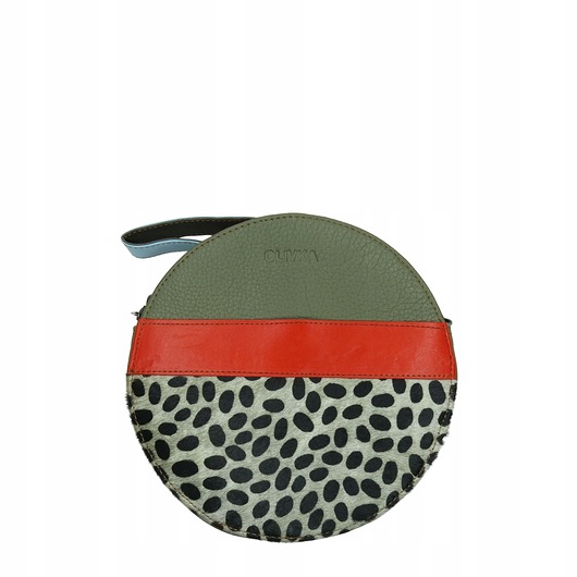 torby na ramię Torebka listonoszka skórzana okrągła skóra naturalna elegancka eko OLIVKA