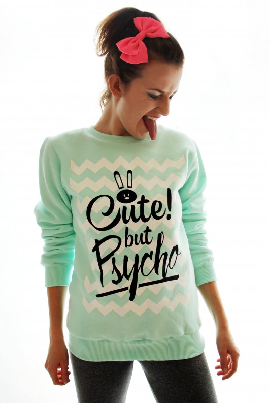 Bluza Miętowa Cute but Psycho! ŁAP NAS