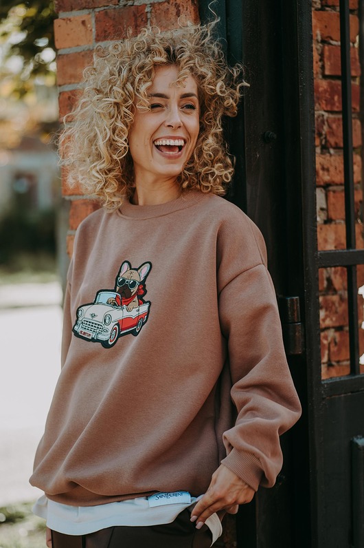 bluza bez kaptura damska Bluza oversize Bulldog Ride dla dorosłych