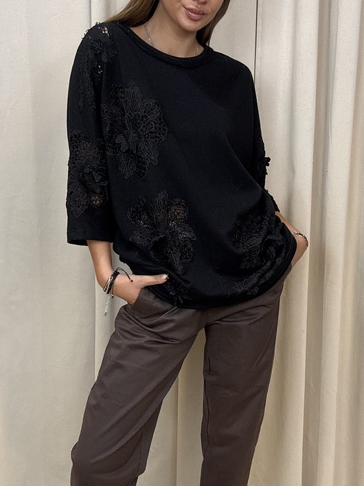 bluza bez kaptura damska Bluza Oversize Nero