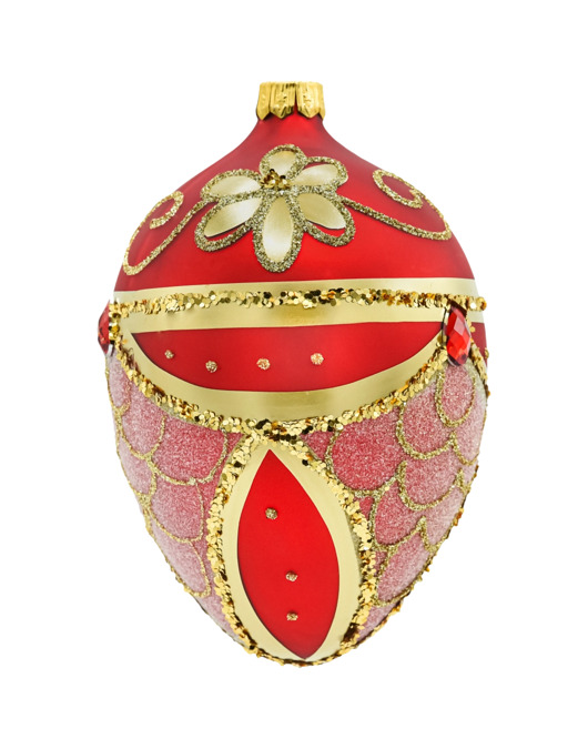 ozdoby choinkowe Bombka choinkowa: Jajo ze złotym kwiatem: czerwone
