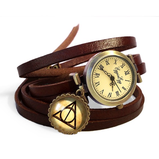 zegarki unisex Zegarek skórzany Insygnia śmierci - 0357