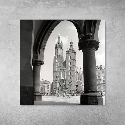 fotografia Plakat Vintage - Kościół Mariacki widziany z Sukiennic