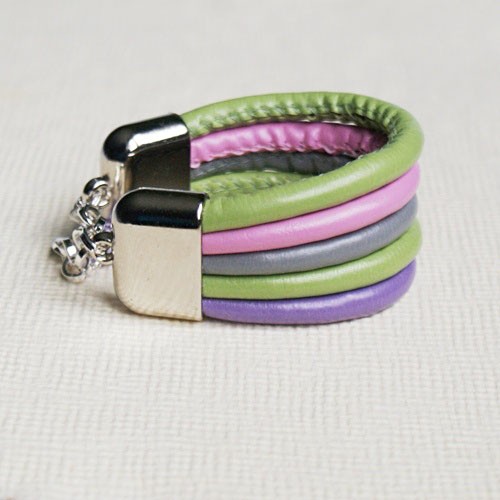 szeroka WIOSENNA bransoletka PASTEL MULTICOLOR kaktusia