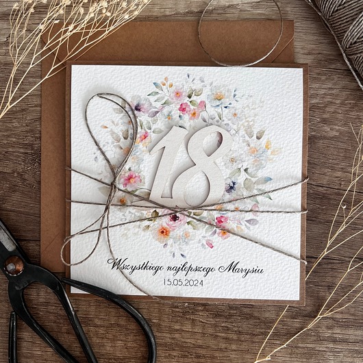 kartki scrapbooking Stylowa kartka na 18 urodziny, na osiemnastkę