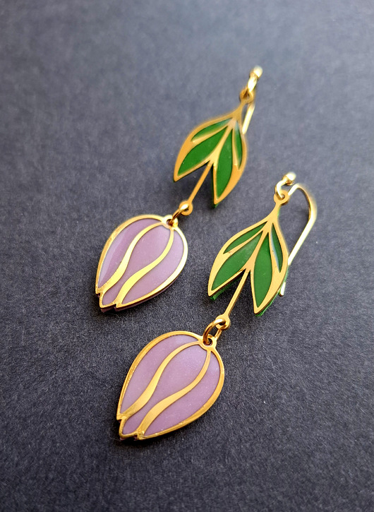 kolczyki z masy plastycznej Kolczyki tulipany no1