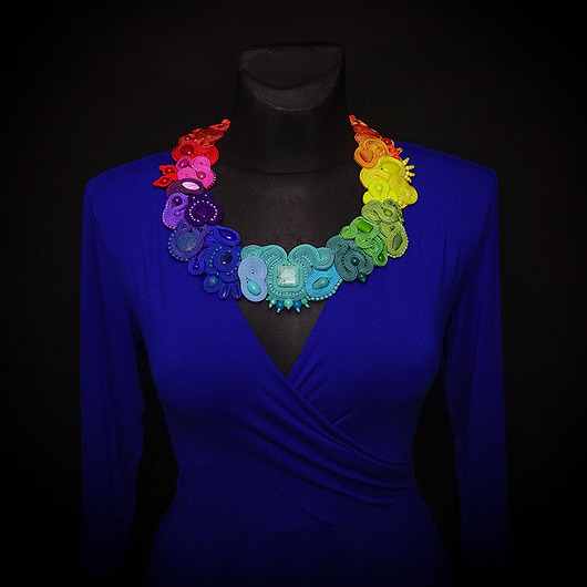 kolie Na zamówienie- Tęczowy Bajkowiec - naszyjnik Soutache