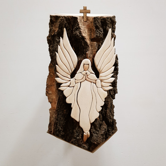 obrazy i plakaty do pokoju dziecięcego Drewniany obrazek 3D - anioł