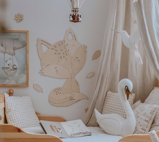 naklejki ścienne do pokoju dziecka Drewniany Lisek