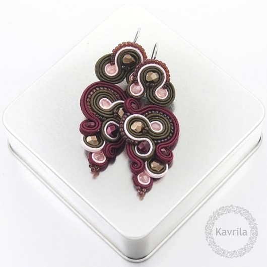 kolczyki soutache renire maroon kavrila