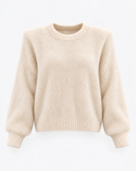 swetry damskie  Sweter Crew Neck Super Kid Mohair Ecru z odpinanymi poduszkami