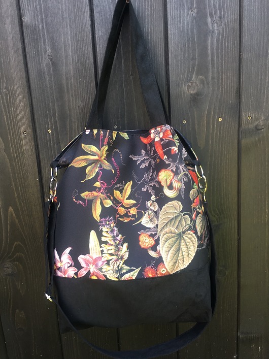 torby na ramię Torba - worek XXL - print mroczny ogród