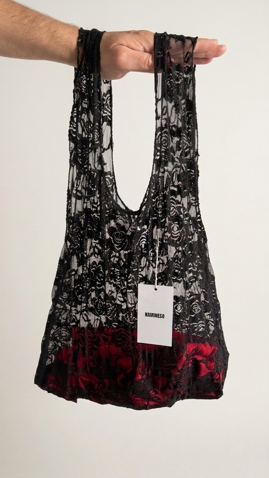 torby na ramię Koronkowa torba shopper NAMINESO FOLD - czarna