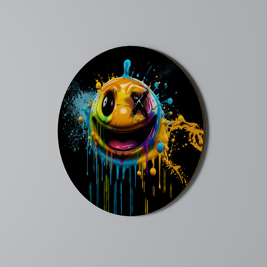 obrazy TRIPPY HAPPINESS Obraz okrągły 69cm - dekor dębu