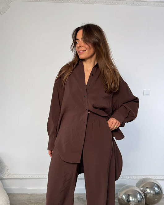koszule damskie  Koszula Calm choclate oversize modal