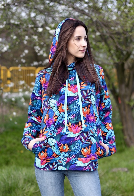 bluza z kapturem damska Bluza rajski ogród