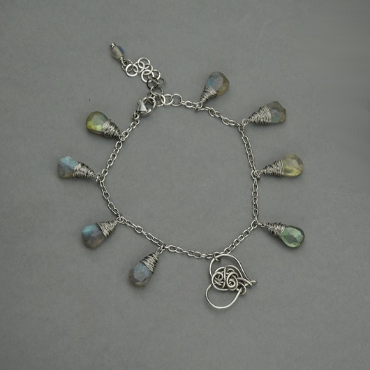 bransoletki wire wrapping Bransoletka regulowana serce kolorowe labradoryty wire wrapping