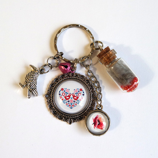 breloki Breloczek - Ptaszki ludowe, mak, fiolka