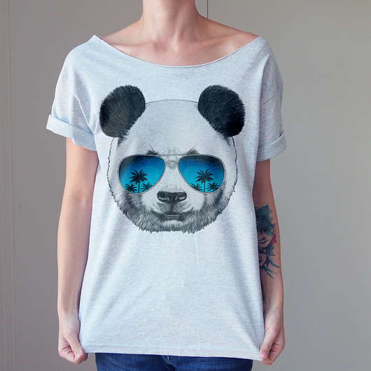 Panda na wakacjach Krótki szary Oversize ONE MUG A DAY