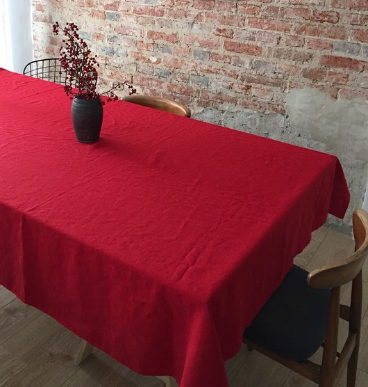 Lniany obrus SIMPLE 150x300 klasyczna czerwień lino