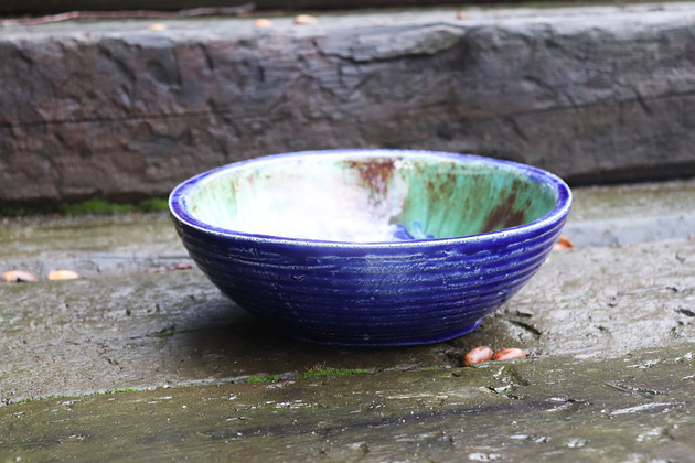 umywalki Ręcznie wykonana umywalka ceramiczna unikatowa - Granat i Turkus