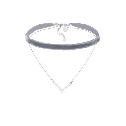 Szary choker z łańcuszkiem i zawieszką SOTHO