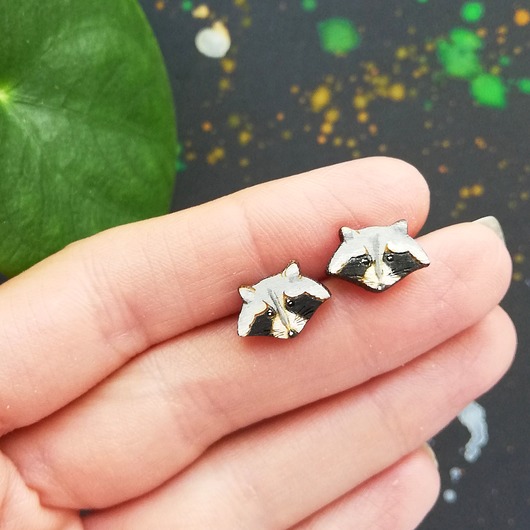 kolczyki drewniane Szopy malowane