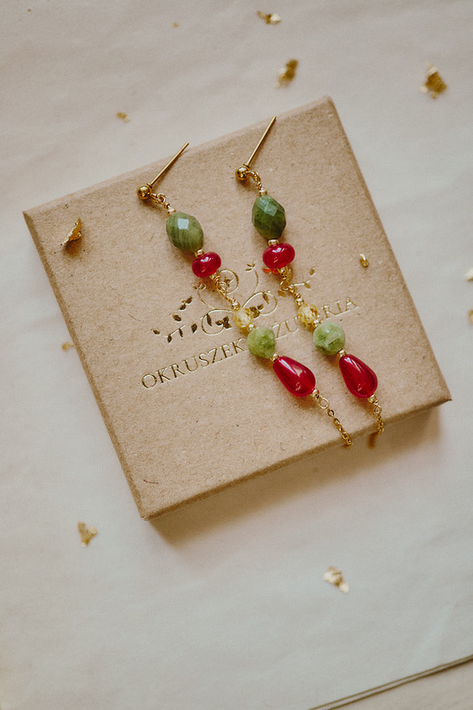 kolczyki z kamieniami Kolczyki Talayla, jadeit i cyrkonie